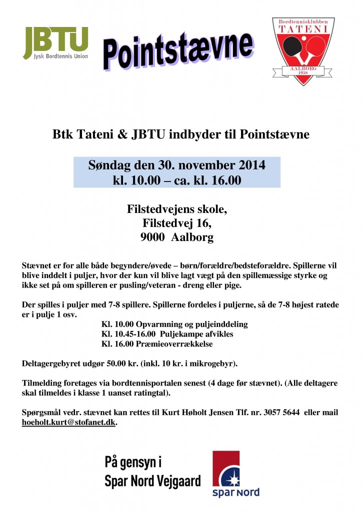 Pointstævne - btk Tateni 30-11-14